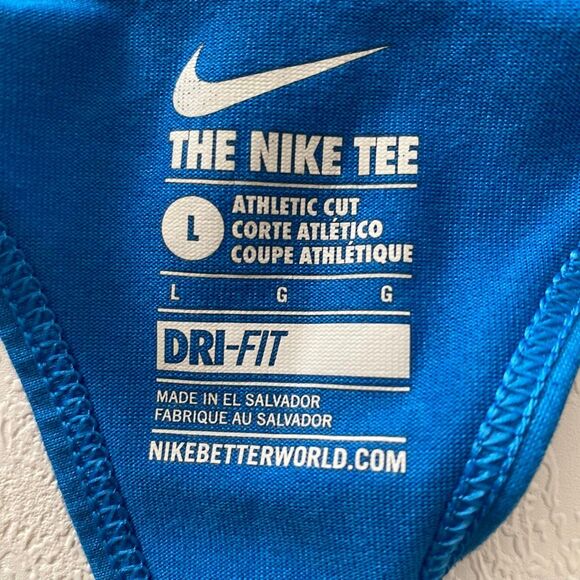 Nike Dri-Fit Blue Racerback Tank Top | Athletic Workout Training Shirt Size L - Picture 3 of 4